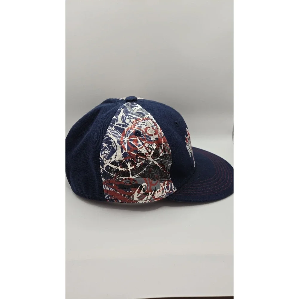 MECCA USA Snapback Hat Navy Red White Blue Abstract Graphic Streetwear Cap Y2k